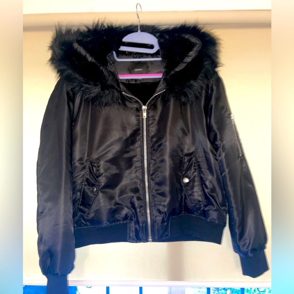 Forever 21, Black Bomber Jacket, Size S
